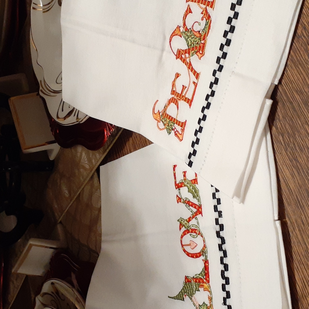 MACKENZIE-CHILDS  Patience Brewster Peace & Love Tea Towels - Set of 2